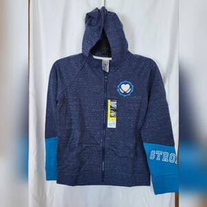 Avia Athletic Works NWT Girls Retro Inspired Blue Fleece Lined Hoodie Sz L 10/12